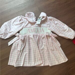 Amelia Pink Smocked and Checkered Shirt